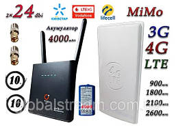Комплект 4G WiFi роутер OLAX AX9 PRO LTE з акумулятором 4000 мА·год + Антена планшетна MIMO 2×24dbi (48дб)