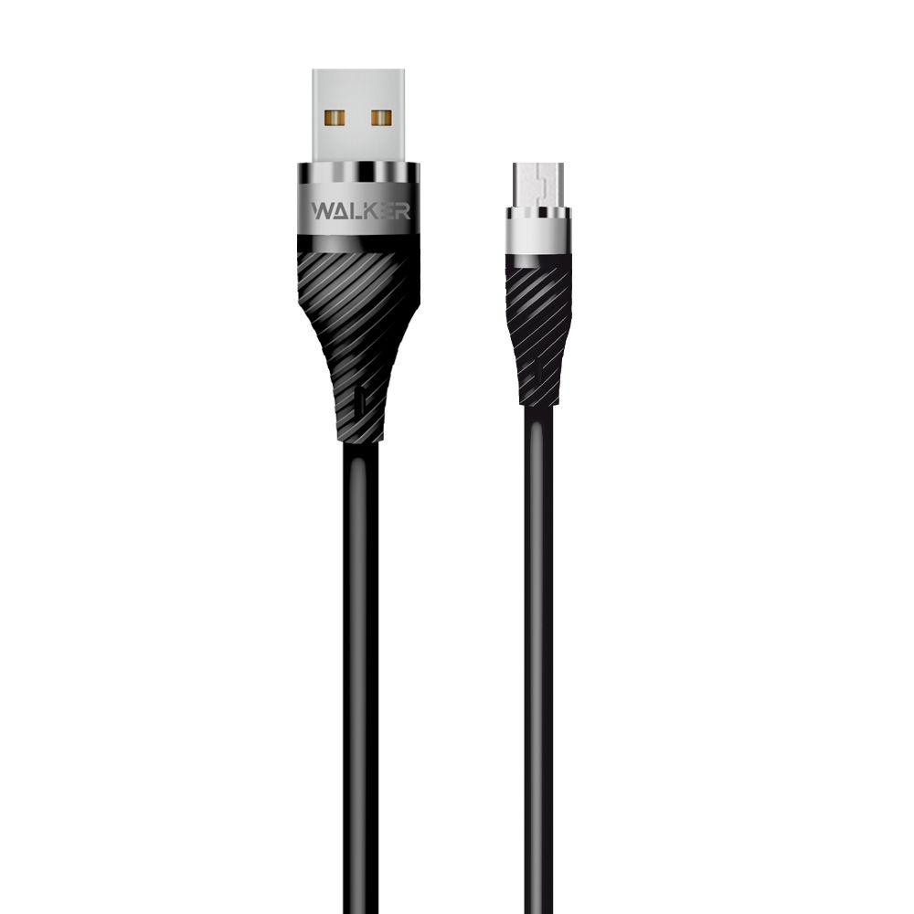 Кабель Walker C735 microUSB, 3.1А, 1 м, силіконове обплетення, чорний