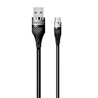 Кабель Walker C735 microUSB, 3.1А, 1 м, силіконове обплетення, чорний