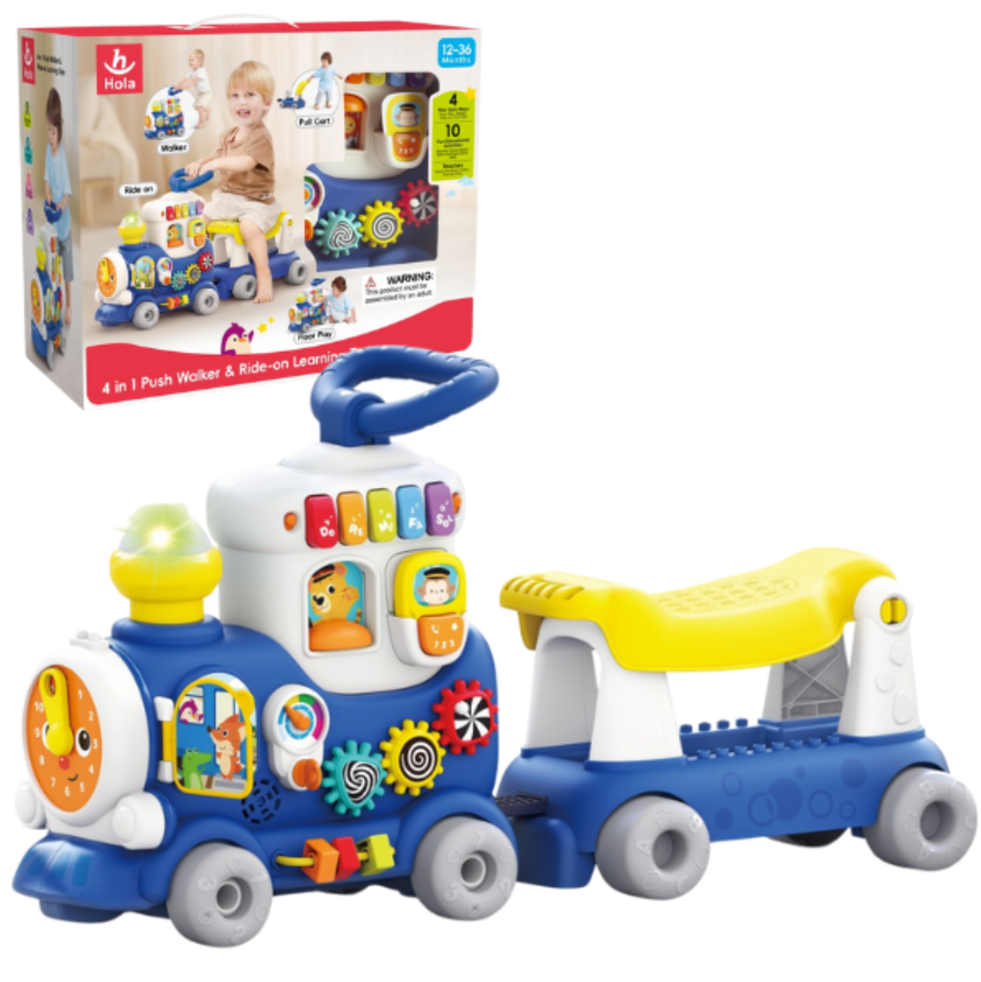 Ходунки Hola Toys 4in1 «Паровозик» сині, фото 1