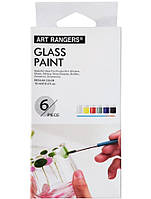 Набір фарб для скла 6 кольорів по 22 мл з 1 пензликом Art Rangers
