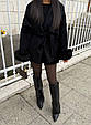 Пальто Oversize з хутряними манжетами Модель: 824-018 Колір: чорний, шоколадний, сірий, фото 2