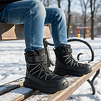 Зимове дитяче взуття, дутики, спортивні черевички, термоботки на овчині на хлопчиків на липучці. Розмір: 33-38