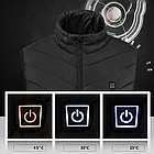 Жилет з USB-підігрівом електрична терможилетка для чоловіків розмір XL 9 зон обігріву 3 режими температури, фото 4