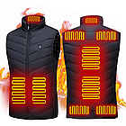 Жилет з USB-підігрівом електрична терможилетка для чоловіків розмір XL 9 зон обігріву 3 режими температури, фото 5