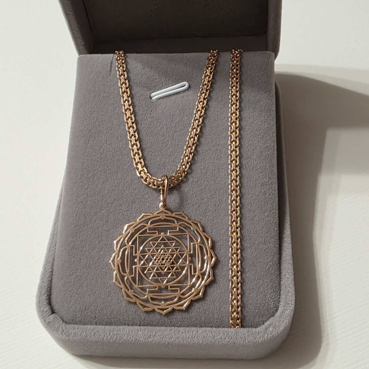 Срібний комплект в позолоті Мандала Шрі Янтра Кулон Ланцюжок