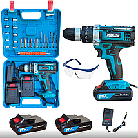 Шуруповерт аккумуляторный набор Шуруповерт с набором инструментов Аккумуляторная дрель-шуруповерт 2акб в кейсе