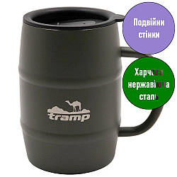 Термокухоль Tramp. 0,5 л. 13,5х12,5х12,5 см. Кришка-поїлка. Олива. Термочашка UTRC-100