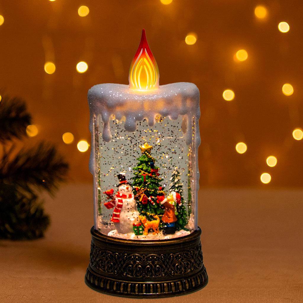 Нічник на батарейках XMAS WDL-24077, новорічний світильник зі снігом, ніч нічник - різдвяний ліхтар