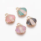 Кулон Підвіска Мушля, Сплав, Емальований, Мікс, 12.5x11.5x3мм, Отвір 1.4мм, 2 шт, фото 3