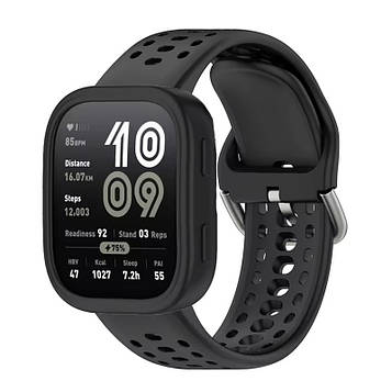 Комплект силіконовий для годинника Amazfit Bip 6 чорний (бампер + ремінець 22 мм)