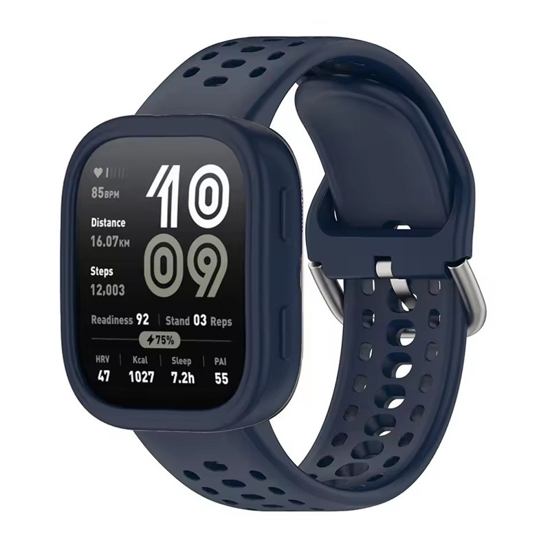 Комплект силіконовий для годинника Amazfit Bip 6 темно-синій (бампер + ремінець 22 мм), фото 1