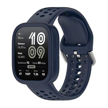 Комплект силіконовий для годинника Amazfit Bip 6 темно-синій (бампер + ремінець 22 мм)