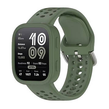 Комплект силіконовий для годинника Amazfit Bip 6 хакі (бампер + ремінець 22 мм)