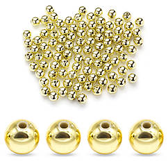 Намистини Акрил з Покриттям Металік, Круглі, Золото, 8мм, Отвір 1.5мм, близько 100шт/25г