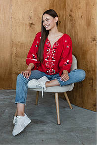 Жіноча сорочка вишиванка з вишивкою аплікацією MKSMV316-414 SEAM