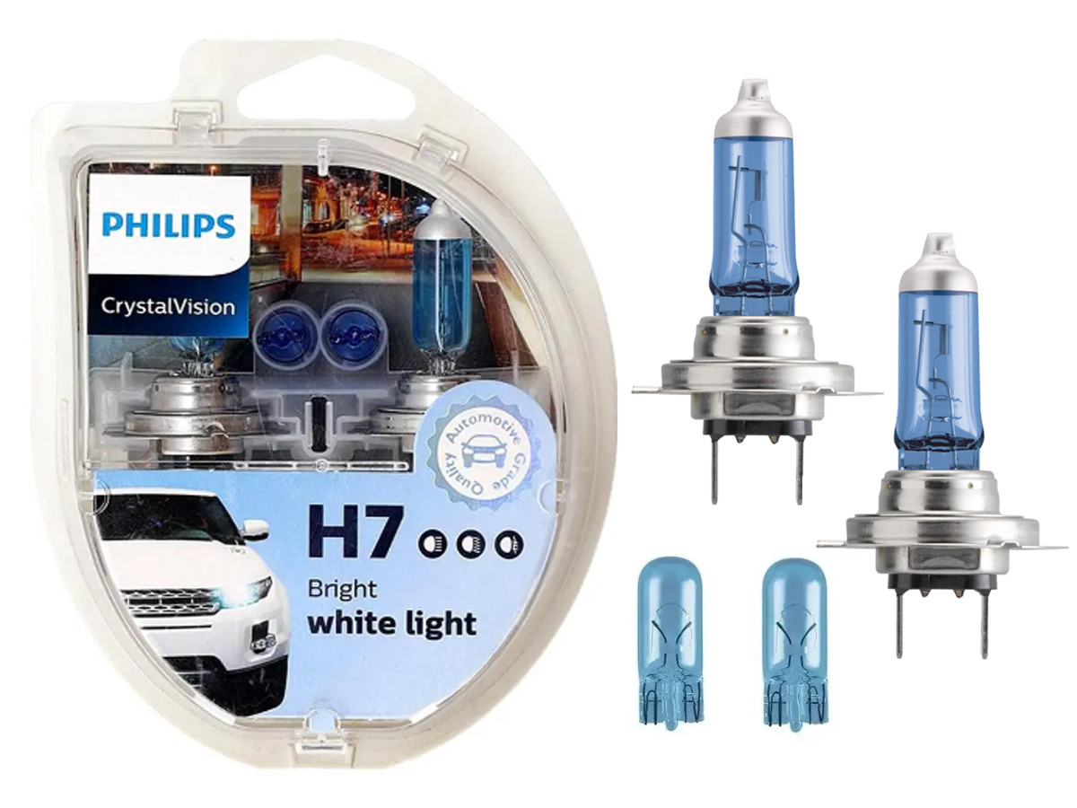 Комплект галогенових ламп PHILIPS 12972CVSP H7 55W 12V PX26d Crystal Vision + W5W, фото 1