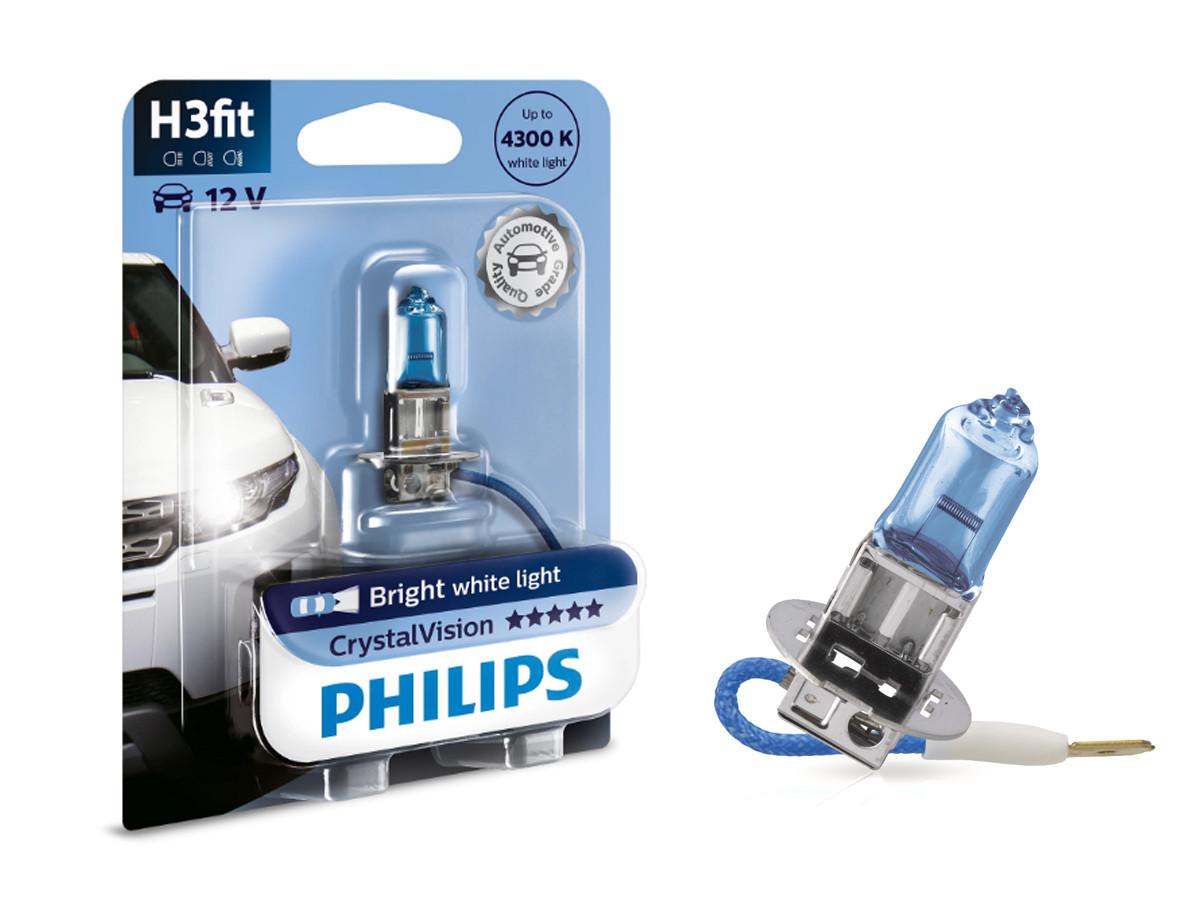 Галогенова лампа PHILIPS 12336CVB1 H3 55W 12V PK22s CrystalVision, фото 1