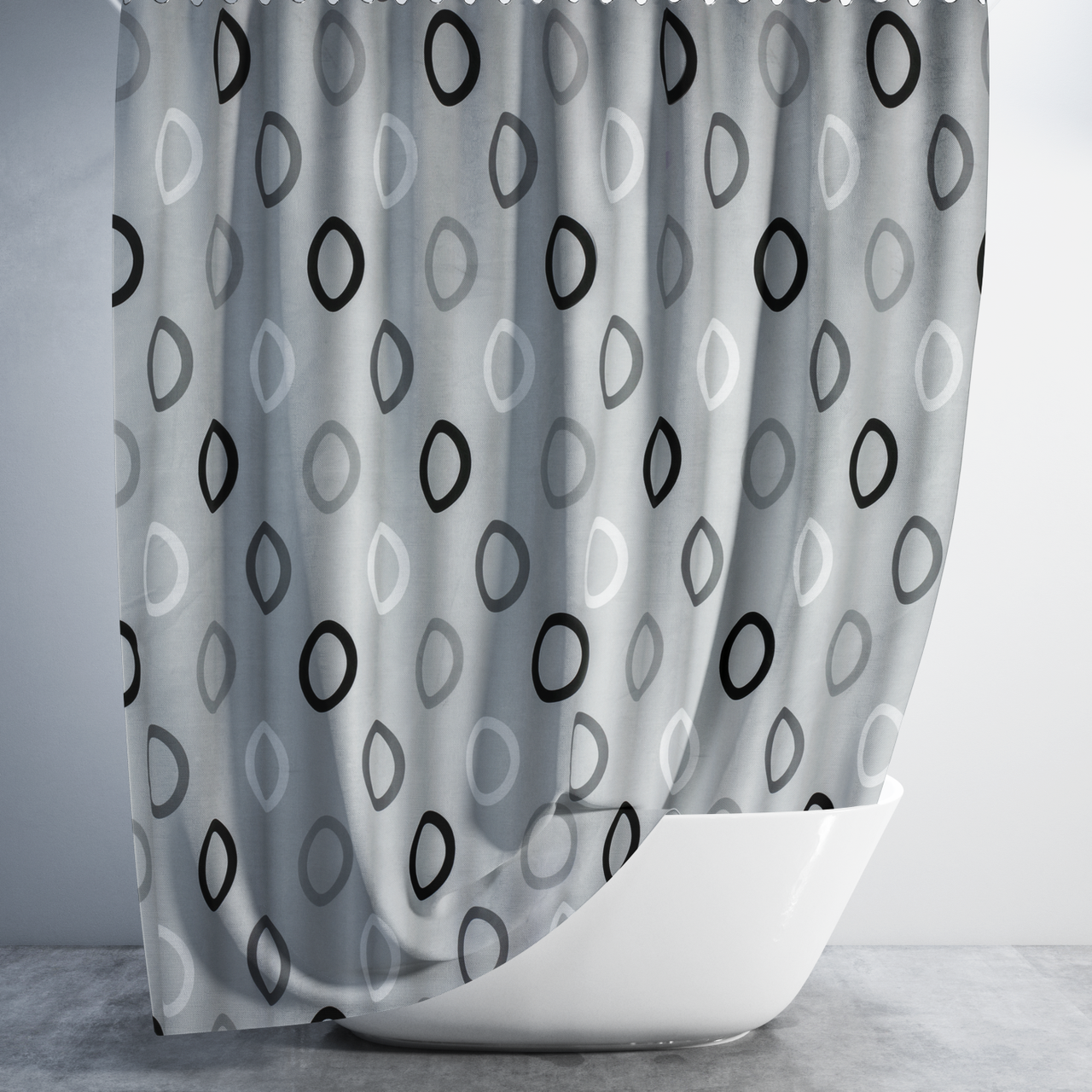 Штора для ванної довга 180x220 см Rings grey Tropik