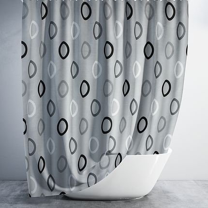Штора для ванної довга 180x220 см Rings grey Tropik, фото 1