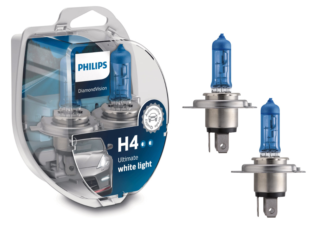 Комплект галогенових ламп PHILIPS 12342DVSP H4 60/55W 12V P43t Diamond Vision, фото 1