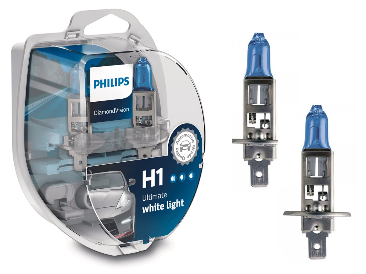 Комплект галогенових ламп PHILIPS 12258DVS2 H1 55W 12V P14,5s Diamond Vision, фото 1