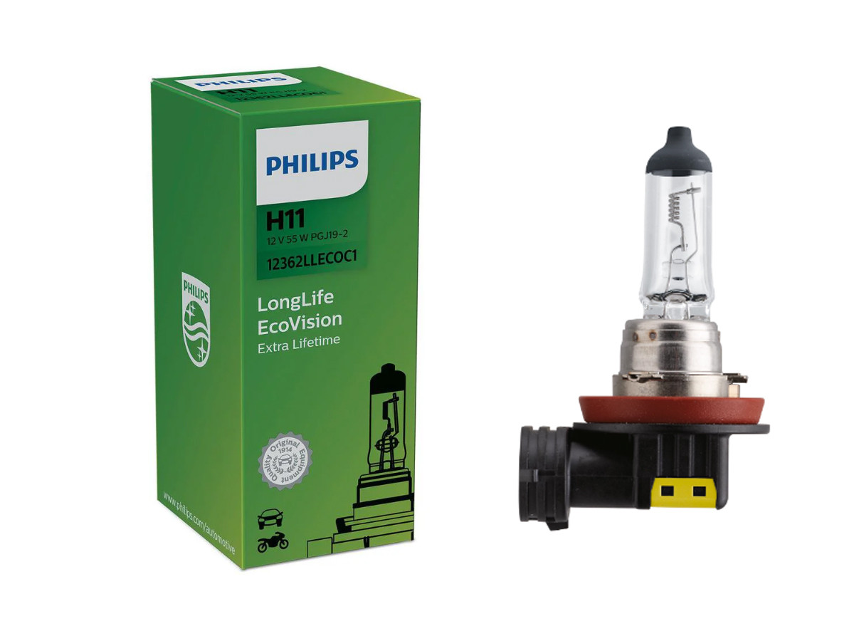 Галогенова лампа PHILIPS 12362LLECOC1 H11 55W 12V PGJ19-2 LLECO, фото 1