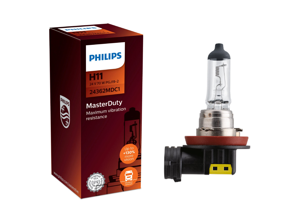 Галогенова лампа PHILIPS 24362MDC1 H11 70W 24V PGJ19-2 MasterDuty, фото 1