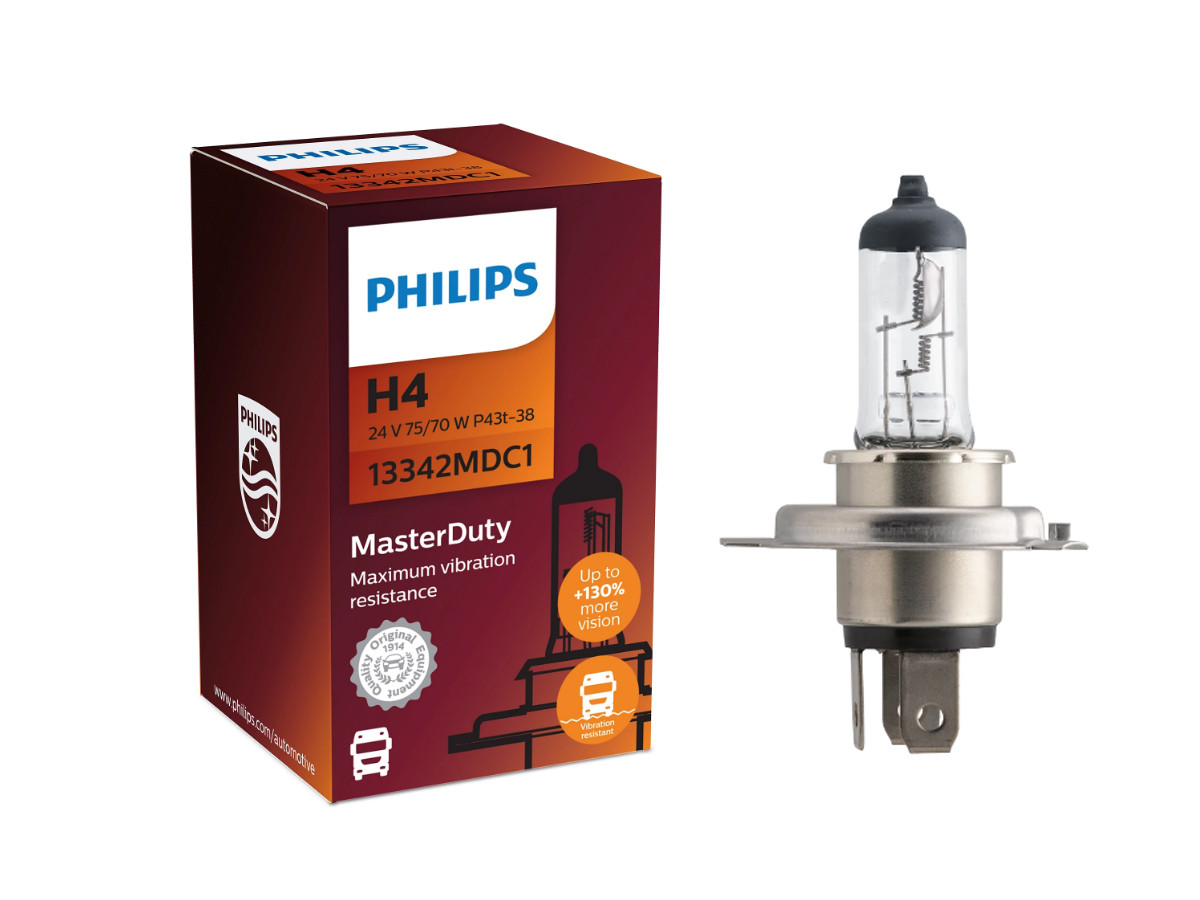 Галогенова лампа PHILIPS 13342MDC1 H4 75/70W 24V P43t MasterDuty, фото 1