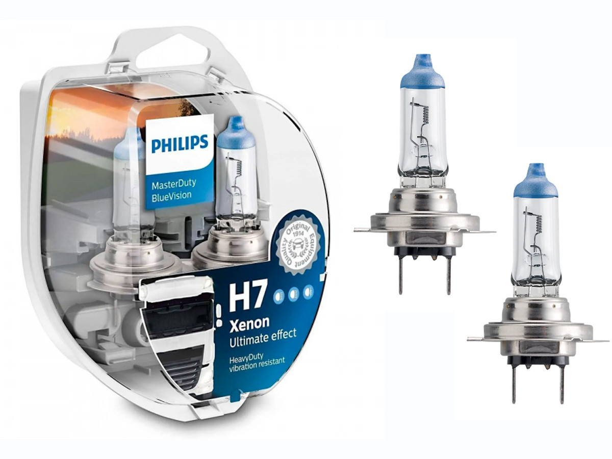 Комплект галогенових ламп PHILIPS 13972MDBVS2 H7 70W 24V PX26d MasterDuty BlueVision, фото 1