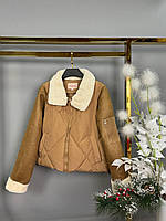 Куртка жіноча з комірцем як імітація дублянки 19361 мокко, 46