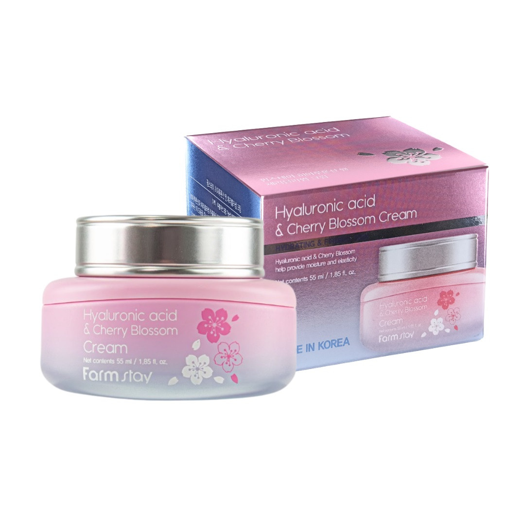 Крем для обличчя зволожувальний FarmStay Hyaluronic Acid & Cherry Blossom Cream 55ml, фото 1