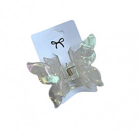 Крабик для волосся "Метелик" 8х6 см подвійний 39154 білий
