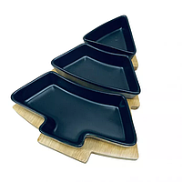 Менажниця 26*15*5 см на підставці Olens 8030-389 на 3 секції ялинка Чорний