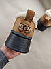 Уги UGG CAMEL РУДІ коричневі короткі з опушкою білим хутром декоровані ремінцями на високій чорній підошві жіночі, фото 6