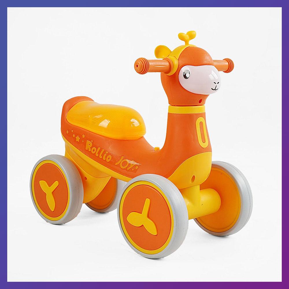 Дитячий біговел 1.5-3 роки JOY JS-77300 чотирьохколісний пластикова рама підсвітка українське озвучування Помаранчевий, фото 1