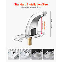 Безконтактний змішувач для умивальника VEVOR (хромований срібний) для ванної кімнати, автоматичний змішувач для умивальника,
