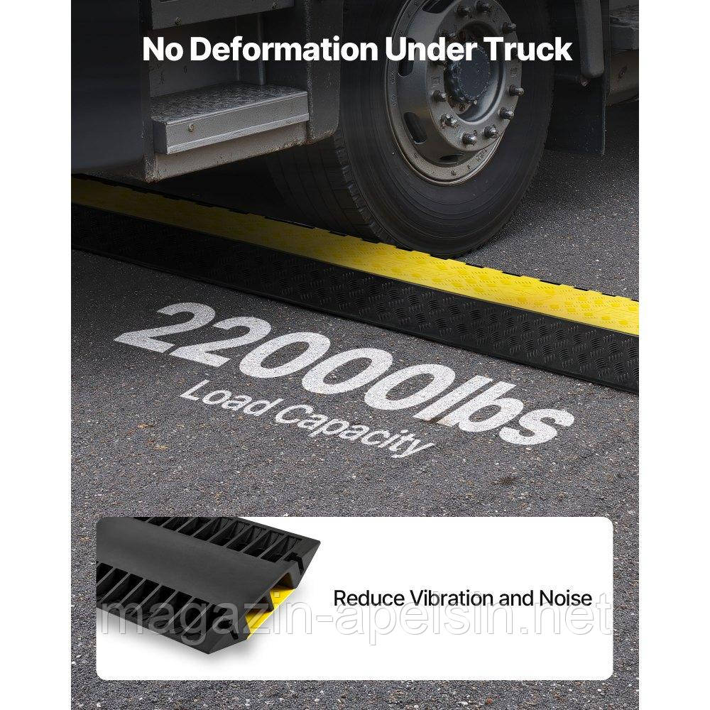 Захист кабелю VEVOR 950 мм, 9979 кг, 2-канальний (100 x 75 мм) гумовий захист кабелю, захист від спотикання, кришки для підлоги,