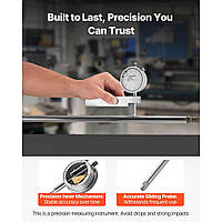 Індикатор годинникового типу VEVOR з металевою основою, точність 0,03 мм, діапазон 0-25,4 мм, легкочитаний циферблат, професійний