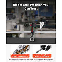 Індикатор годинникового типу VEVOR з магнітною підставкою та футляром для зберігання, точність 0,01 мм, діапазон 0-0,76 мм,