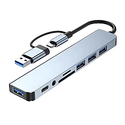 Кардридер/USB-хаб адаптер мультифункціональний Type-C на USB SD TF для ноутбука/телефона/планшета