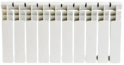 Радіатор біметалевий AAA 350/80 10 секции 406х78.5х80мм боковое підкл. 1250 Вт білий