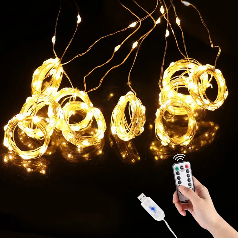 Гірлянда штора LED 200 світлодіодів USB для прикраси вікон та створення атмосфери затишку, фото 1