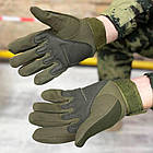 Тактичні рукавички повнопалі із захистом для полювання риболовлі активного відпочинку М зелені, фото 7