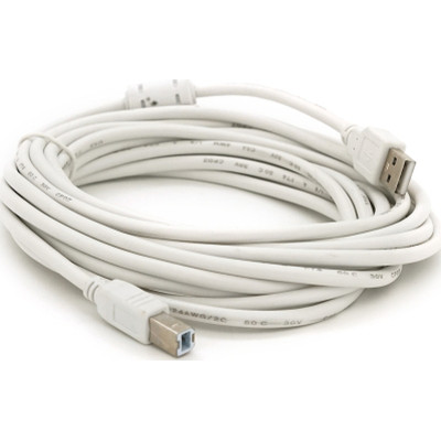 Кабель для принтера USB 2.0 AM/BM 5.0m ferrite white Voltronic (YT-AM/BM-5.0W), фото 1