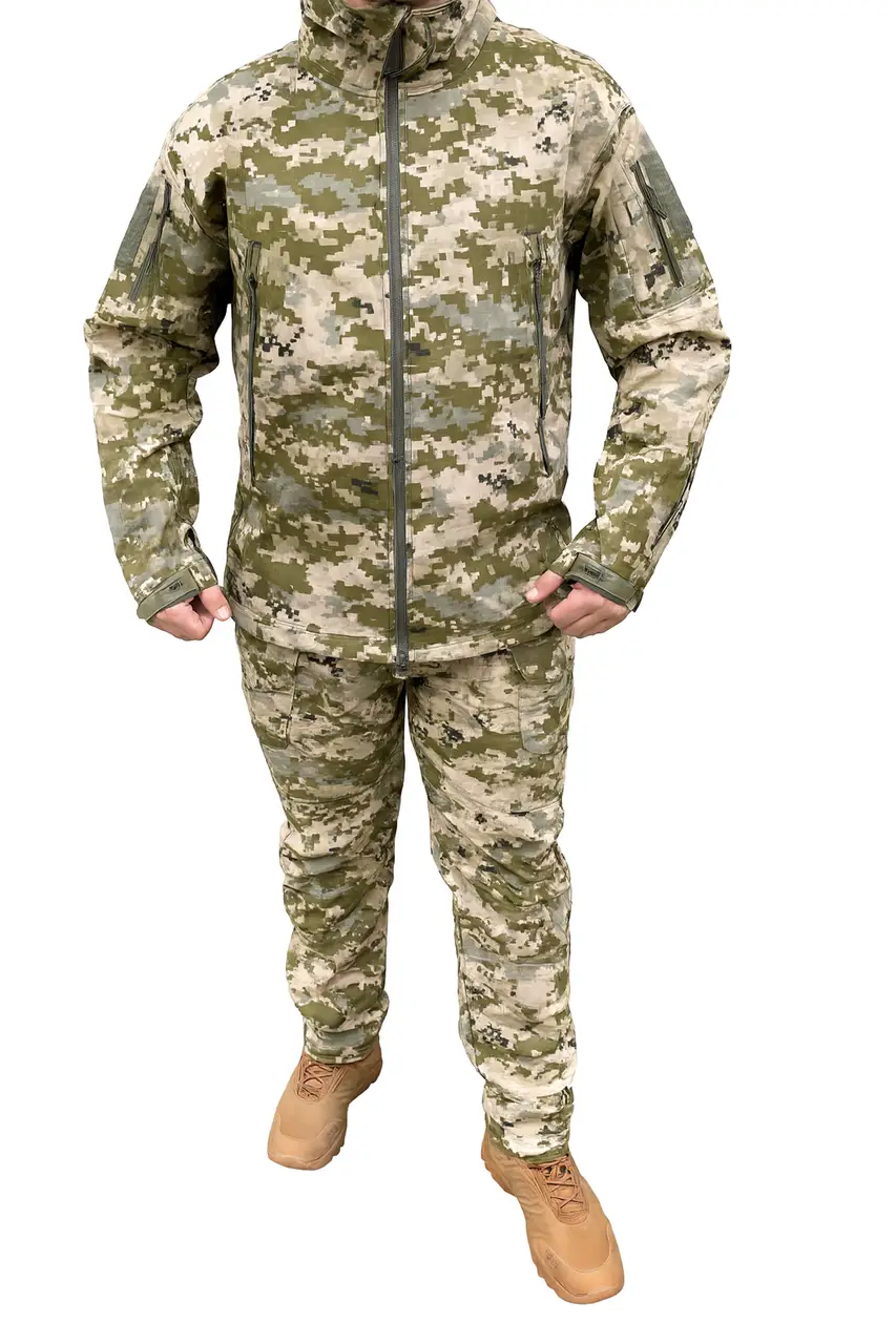 Тактичний костюм Soft Shell Gman піксель камуфляж утеплений на флісі ТМ, фото 1