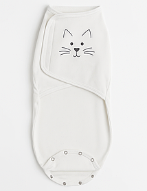 Європелиця-кокон для новонароджених на липучці з кнопками зріст 56 - 62 см (0-3 місяці) інтерлок BST Молочний