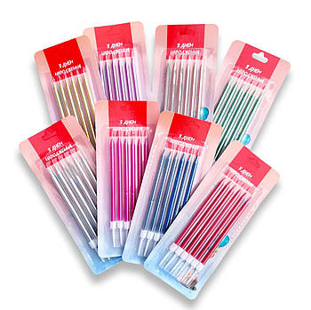 Свічки для торта 10 см 6 шт  металлік мікс кольорів