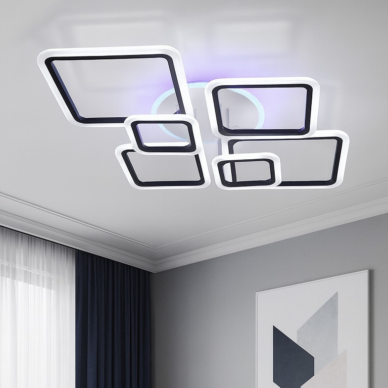 Світлодіодна LED люстра до 20м² з пульт 115 Вт ромби Diasha (A8160/6BK 3color), фото 1