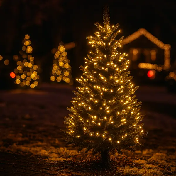 Гірлянда Нитка вулична 30 (м) 300 LED гірлянда на вулицю 8 режимів роботи білий дріт Жовтий, фото 1